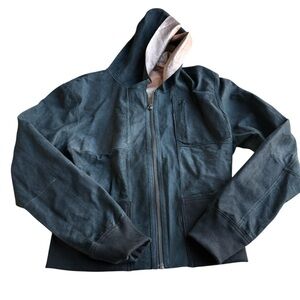 Women’s Black 100% Genuine Leather Size S Hooded Jacket Zip Up Pink